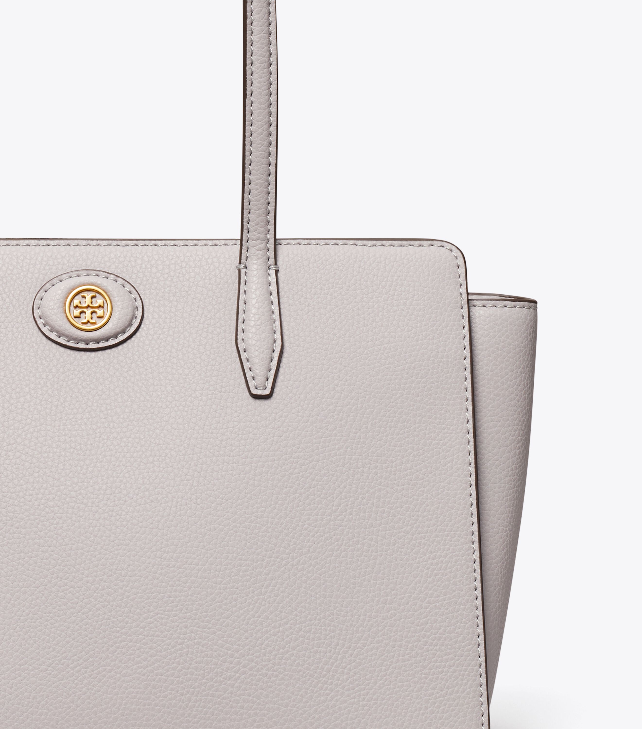 Small Robinson Pebbled Tote, Bay Gray | Tory Burch KW