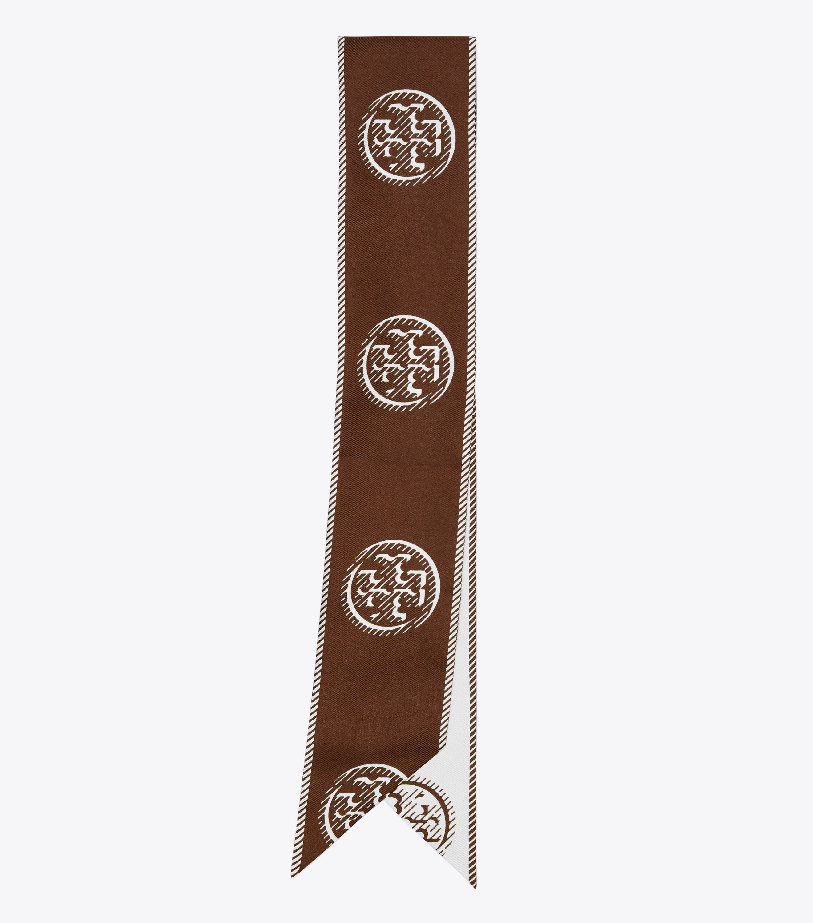 Medallion Logo Ribbon Tie, Chocolate | Tory Burch KW