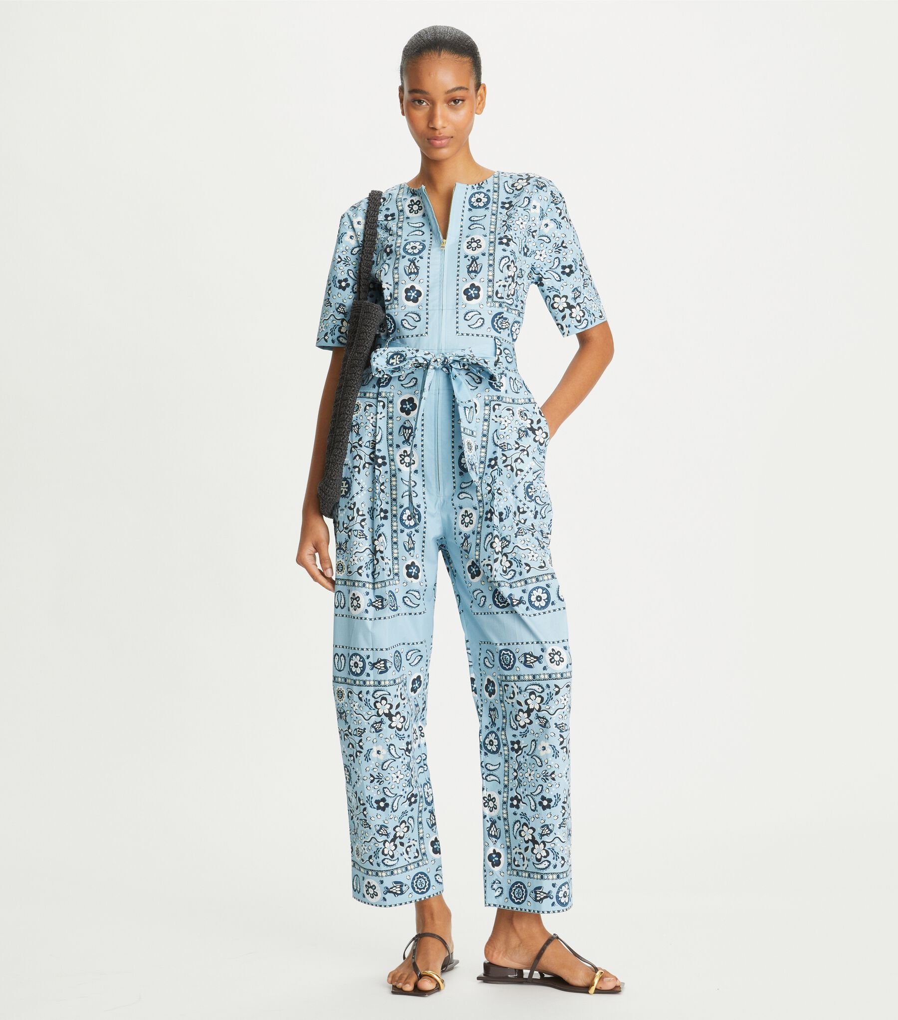 Womens Jumpsuit Tory Burch Jumpsuit Printed Cotton Poplin