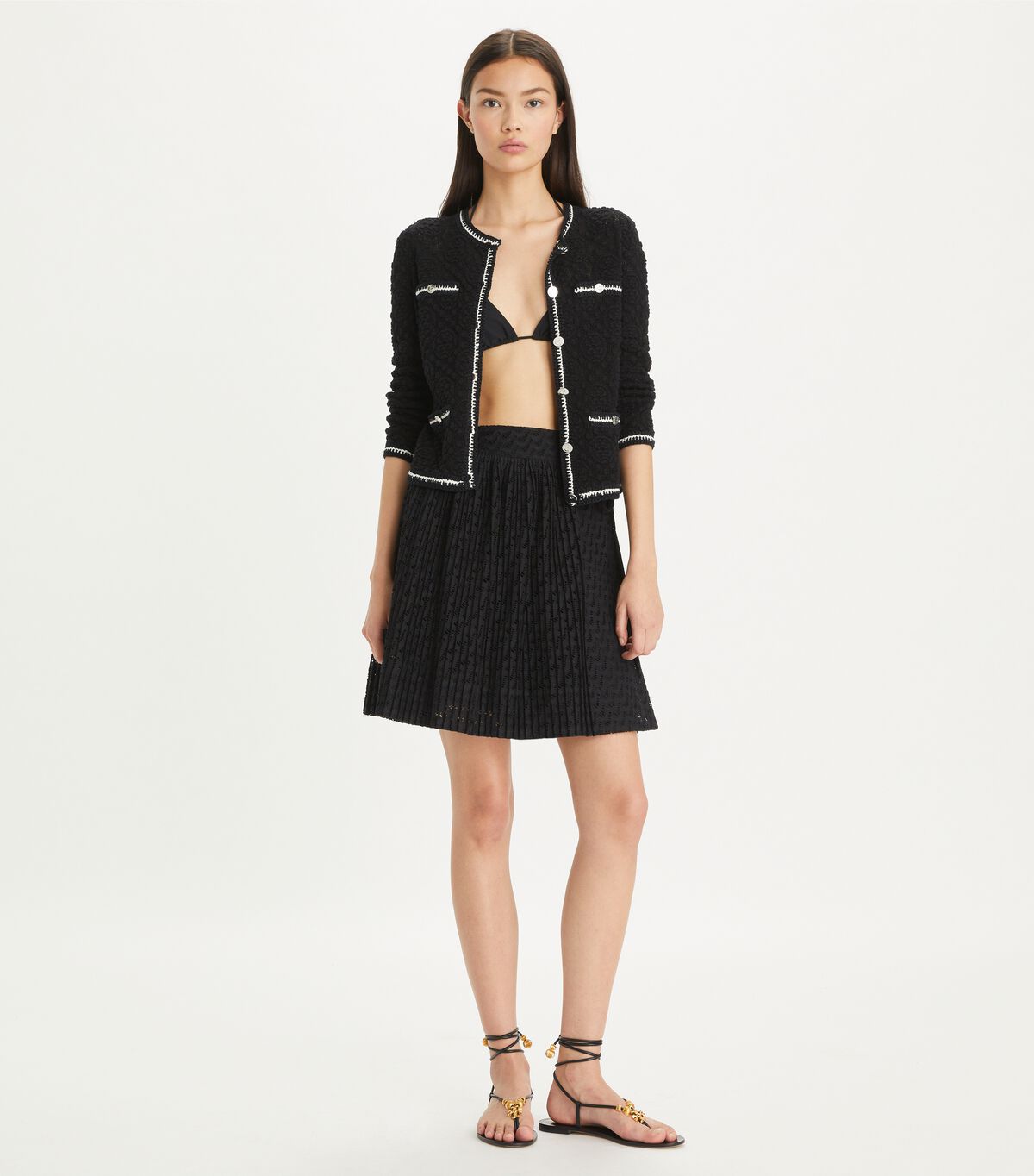 tory burch kendra logo lace cardigan