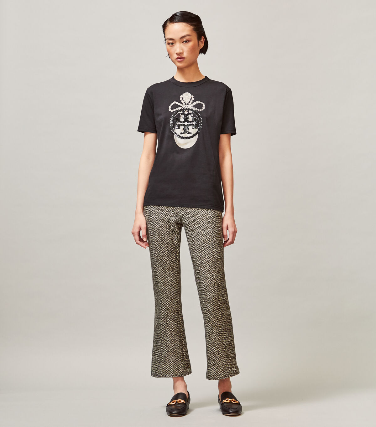 tory burch sequin embroidered t shirt