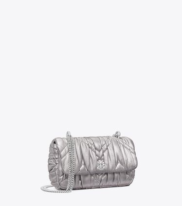 Mini Kira Metallic Diamond Ruched Flap Bag