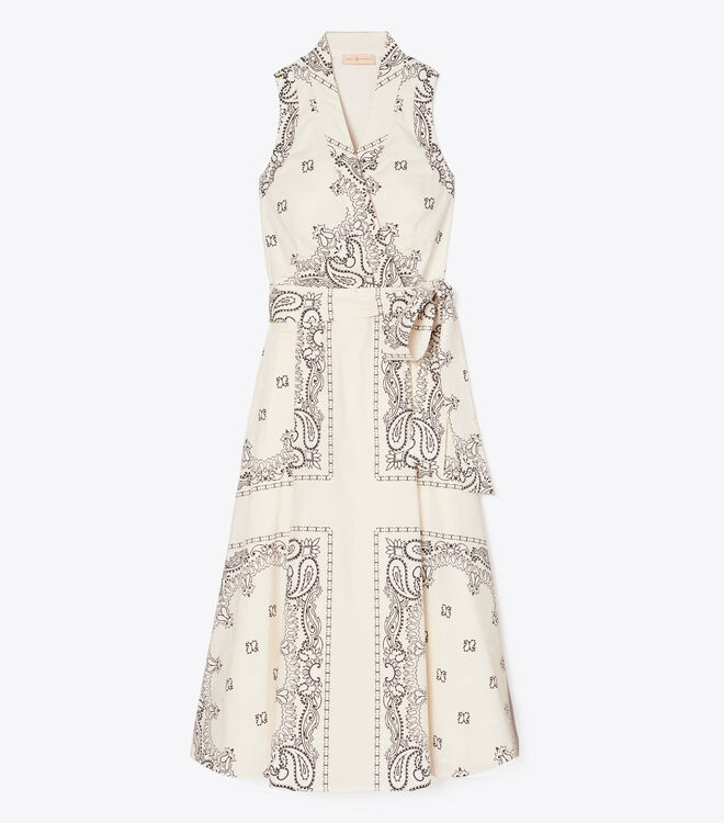 Printed Poplin Wrap Dress
