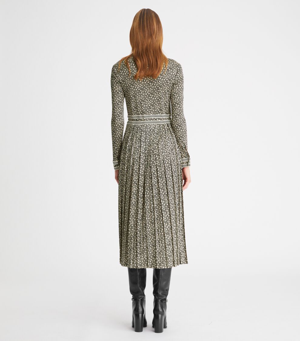 ditsy floral knit dress Ellos Knit Midi Dress With Surplice Neckline & Waist Tie