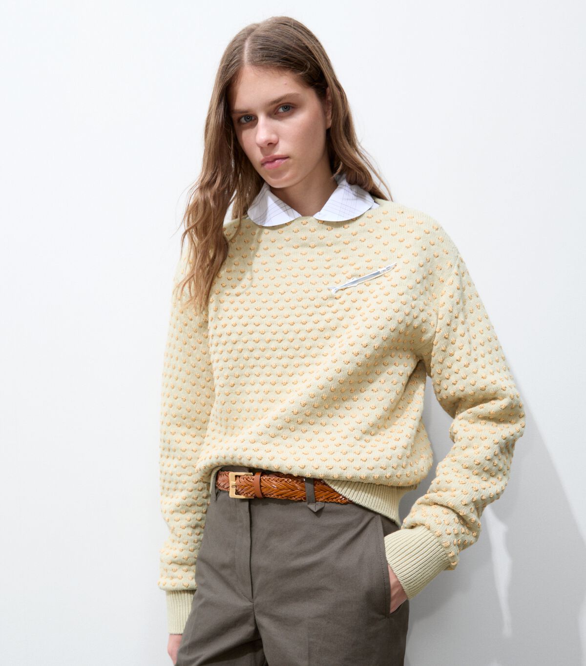 Raffia Embroidered Wool Sweater tory burch raffia embroidered wool sweater