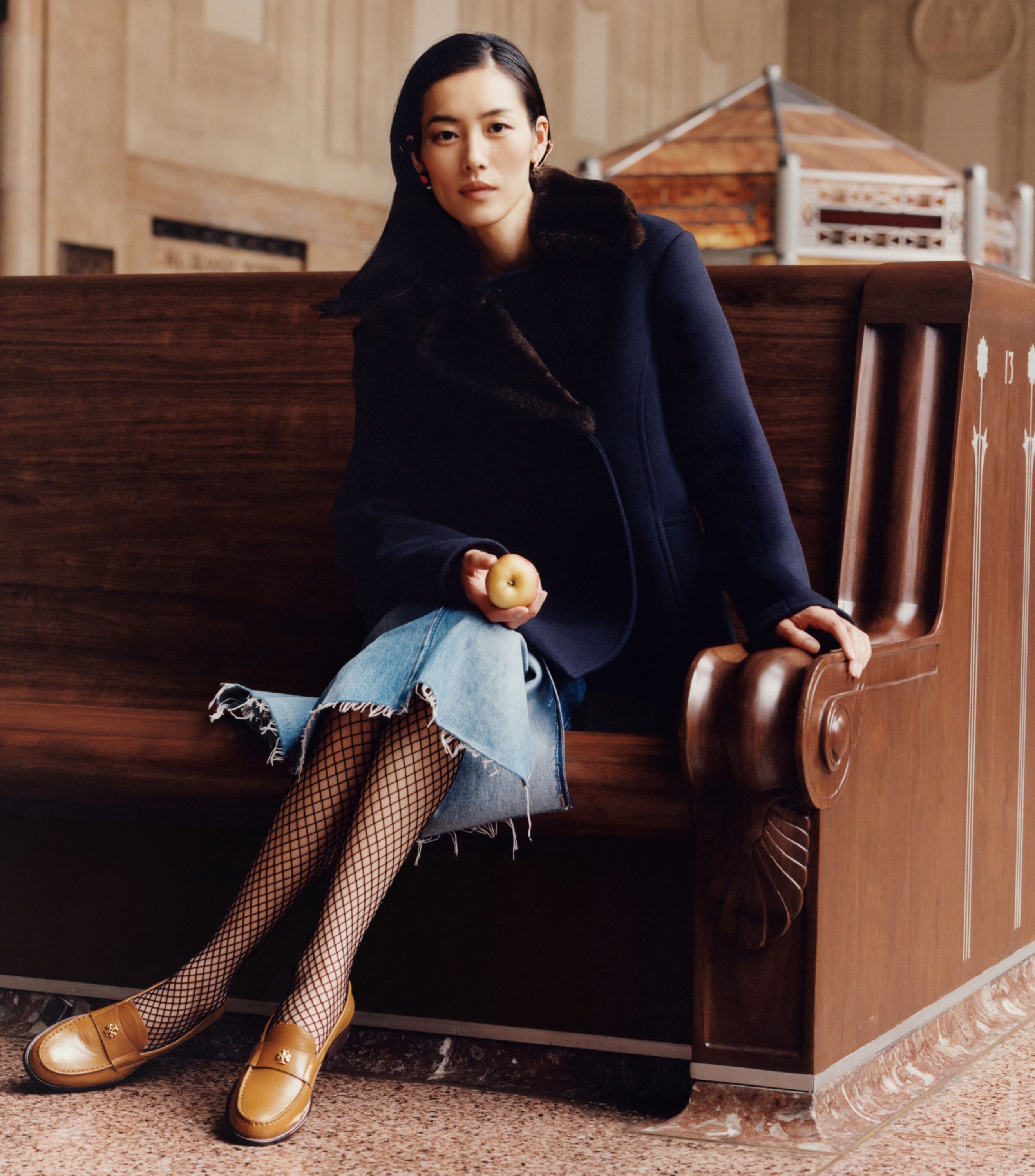 Deconstructed Denim Skirt, Worn Vintage Wash | Tory Burch KW
