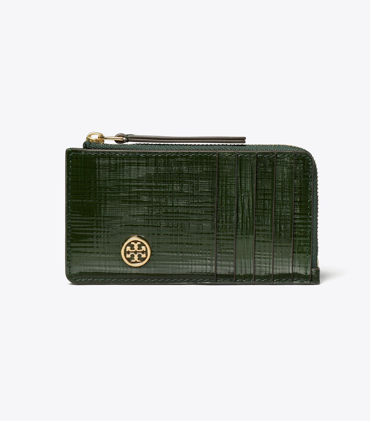 tory burch robinson crosshatched zip card case