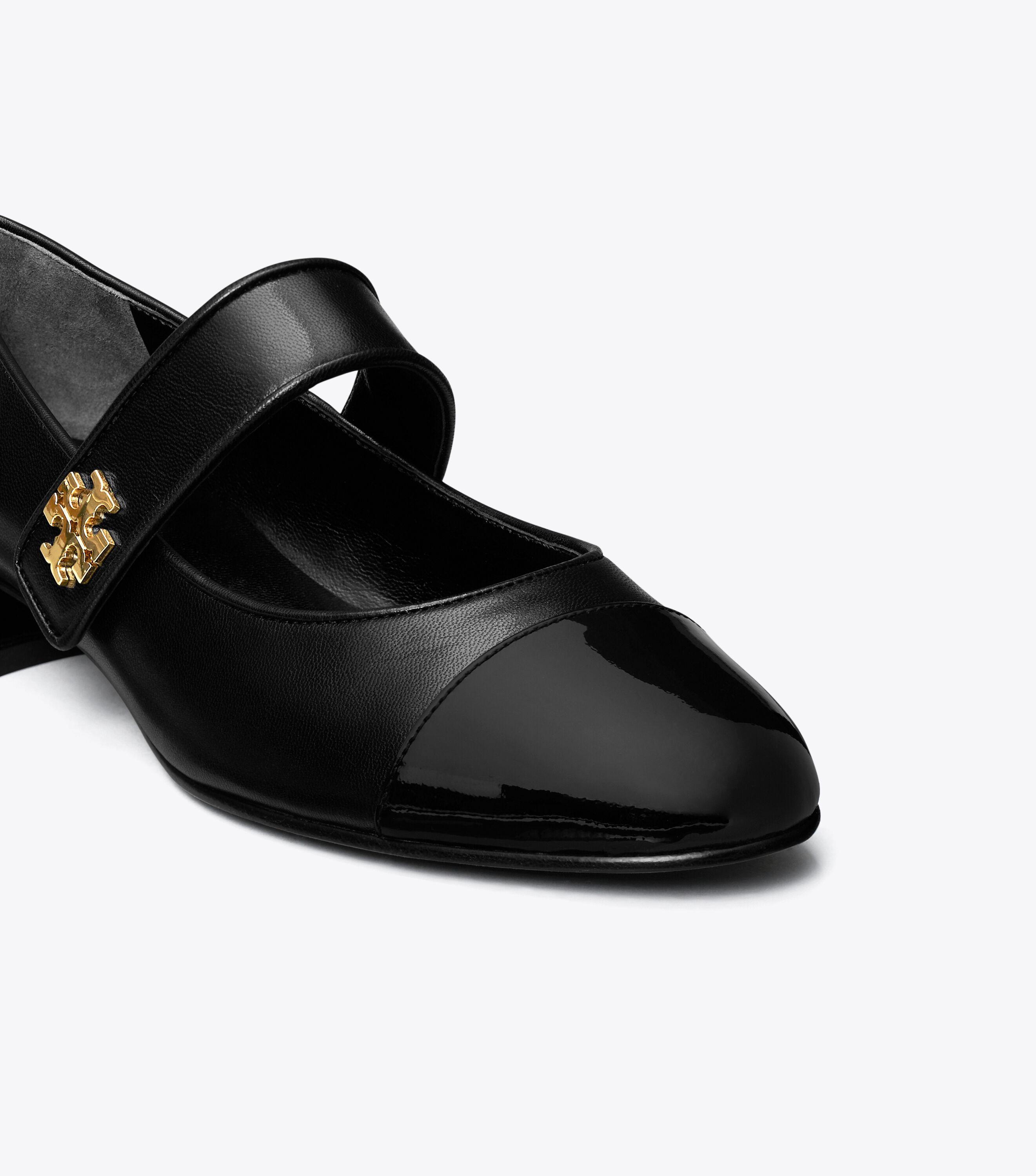 Cap-Toe Mary Jane Heeled Ballet, Perfect Black / Perfect