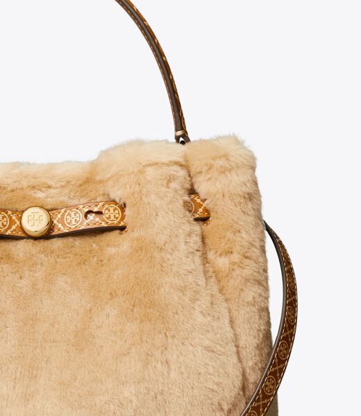tory burch romy shearling bucket bag