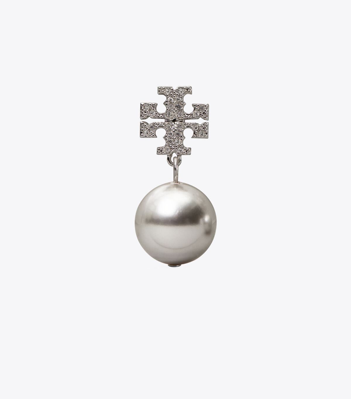 Crystal-Pearl Logo Drop Earring