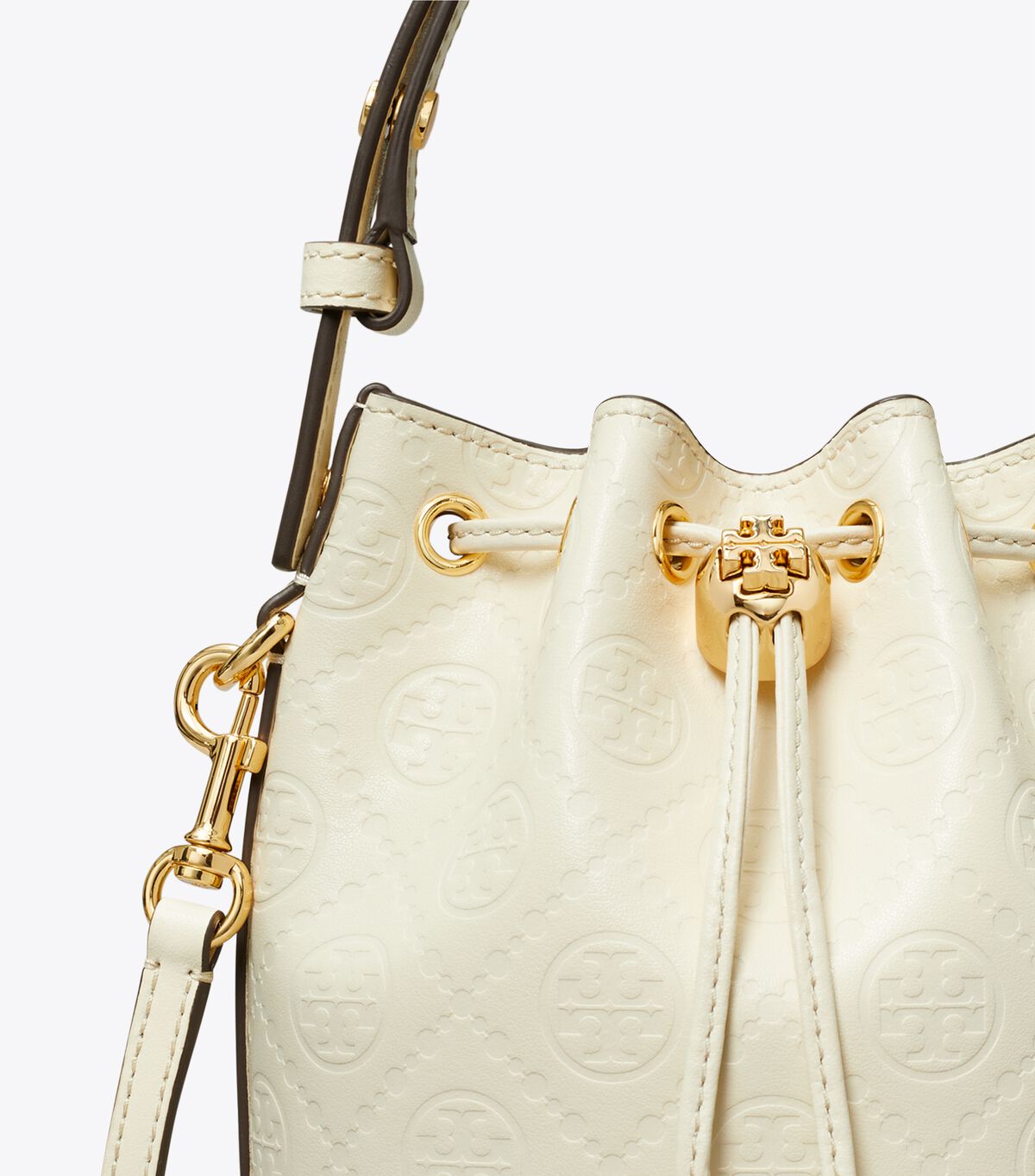 tory burch t monogram leather mini bucket bag