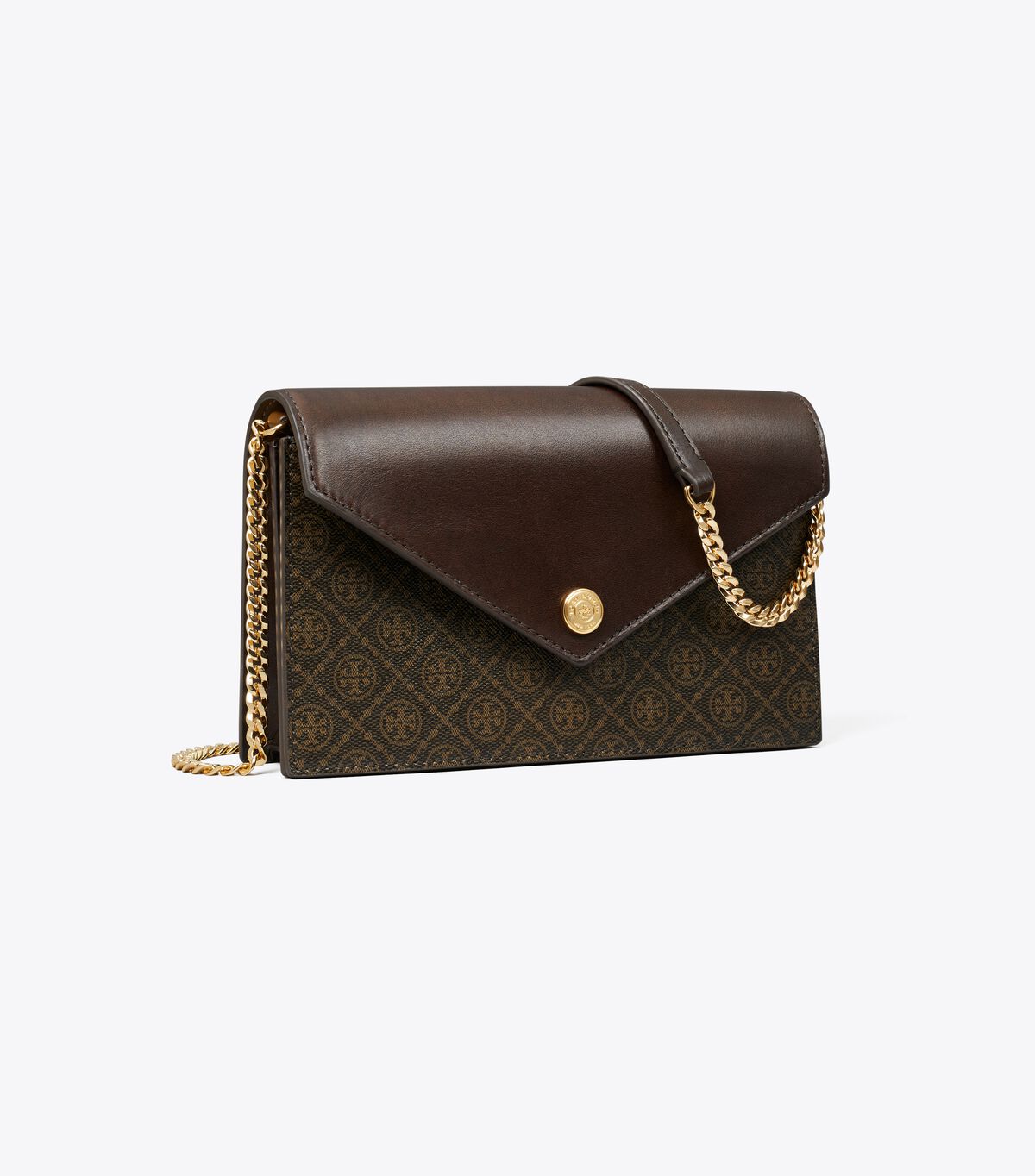 tory burch t monogram coated canvas envelope chain wallet