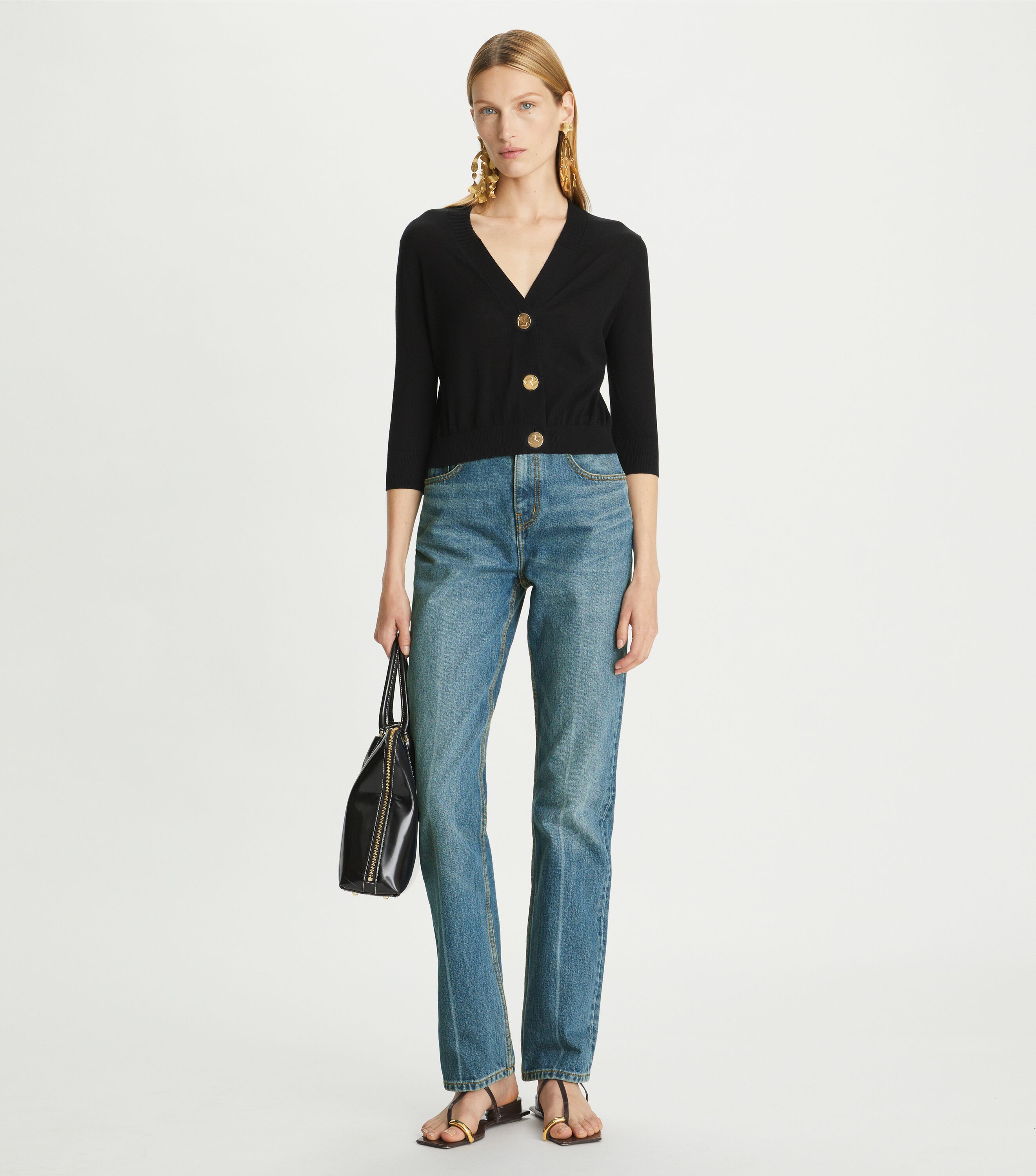 Tory Burch Cropped Cotton Cardigan Tory Burch KW