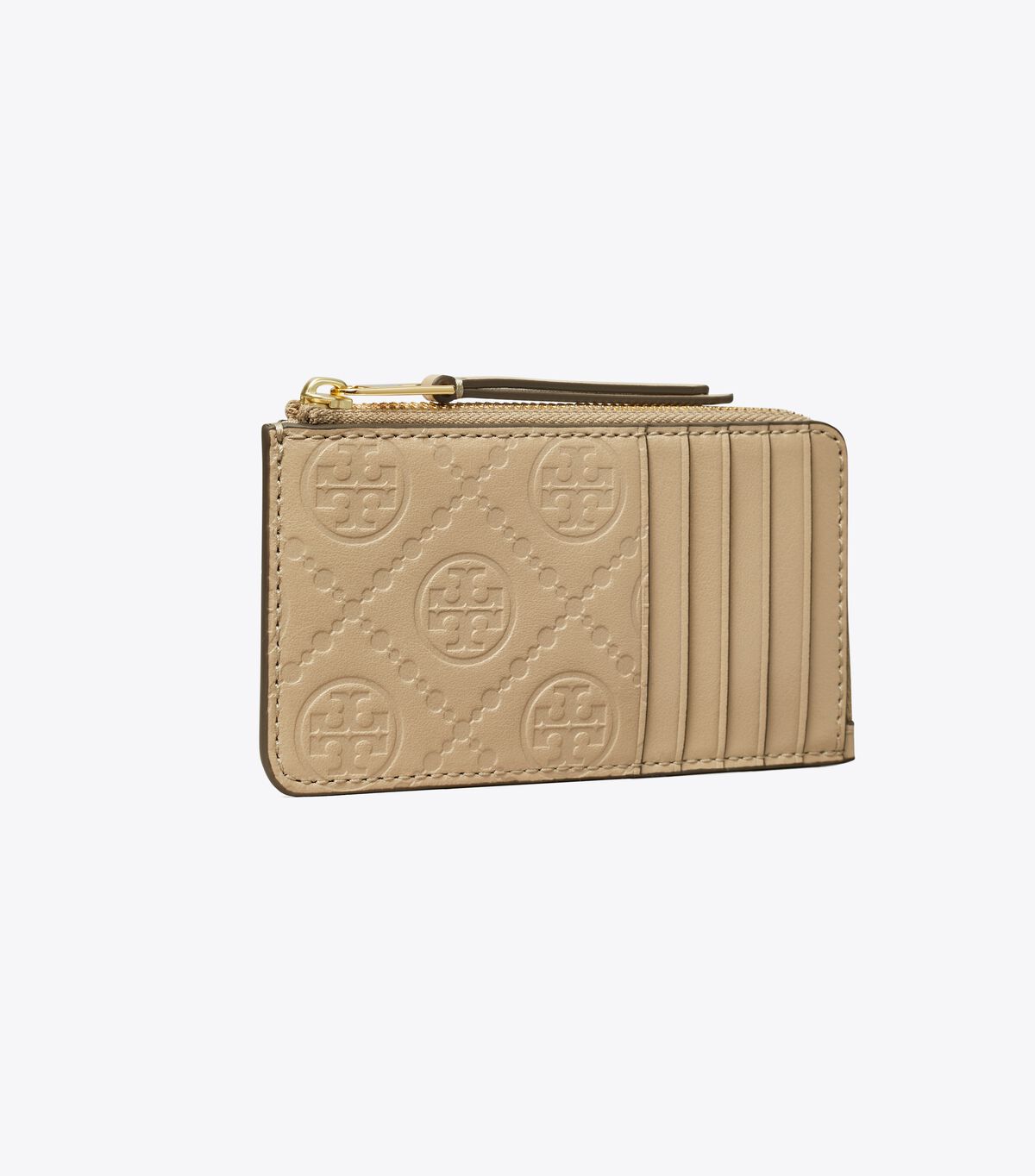 tory burch t monogram leather zip card case