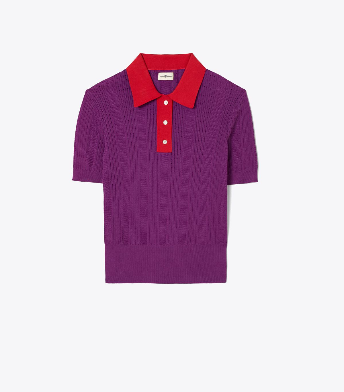 Cotton Pointelle Polo Sweater