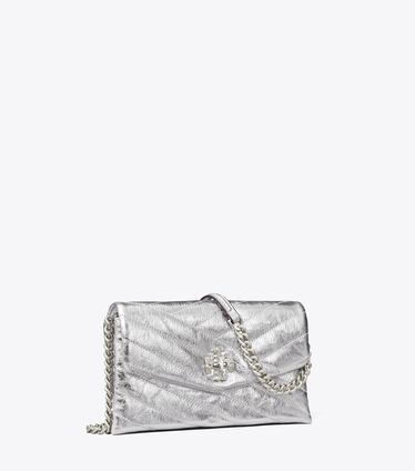 Kira Chevron Metallic Pave Logo Chain Wallet
