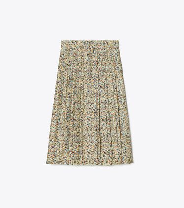 Printed Silk Pleated Skirt