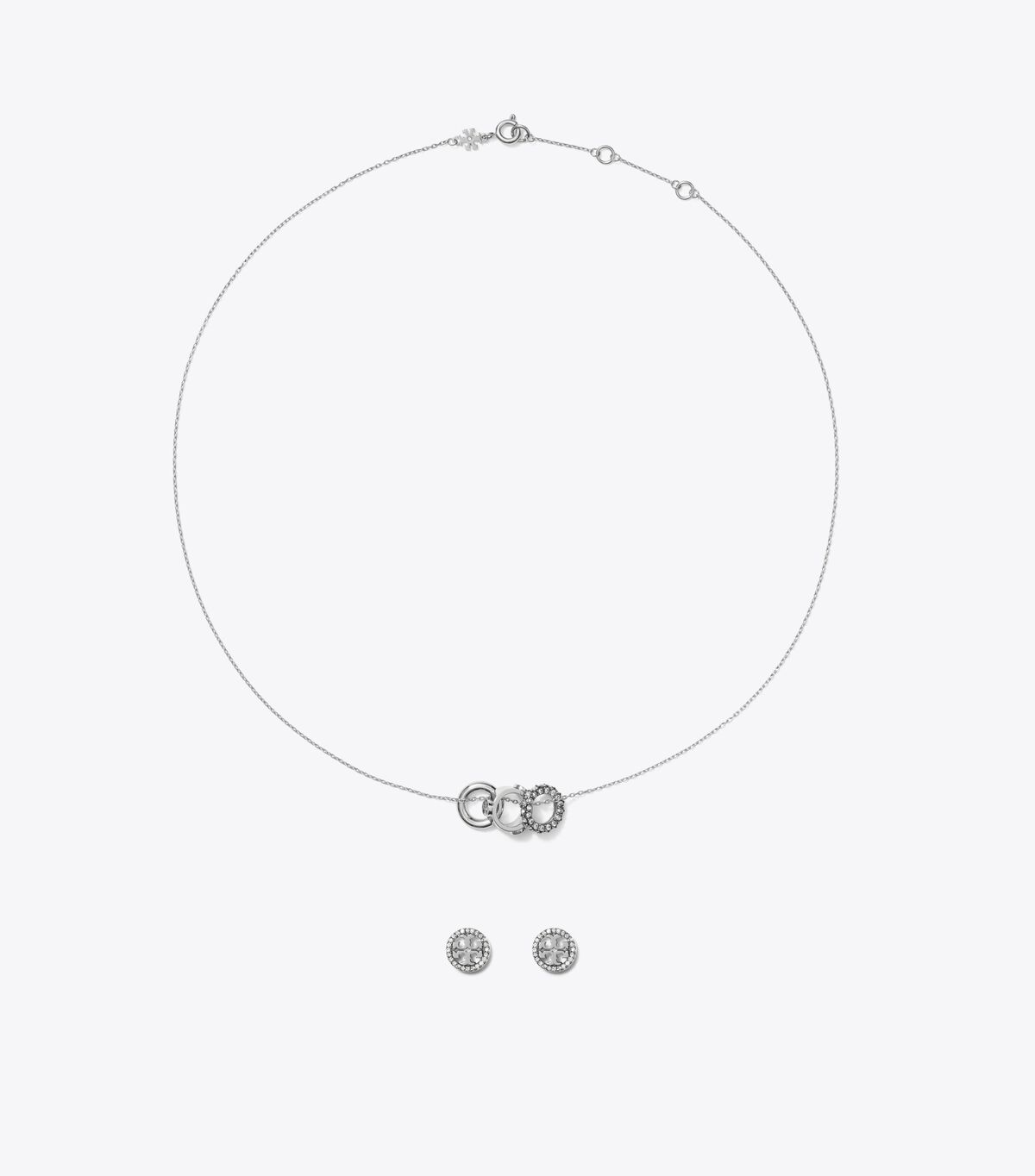 tory burch icon pav  necklace and earring set