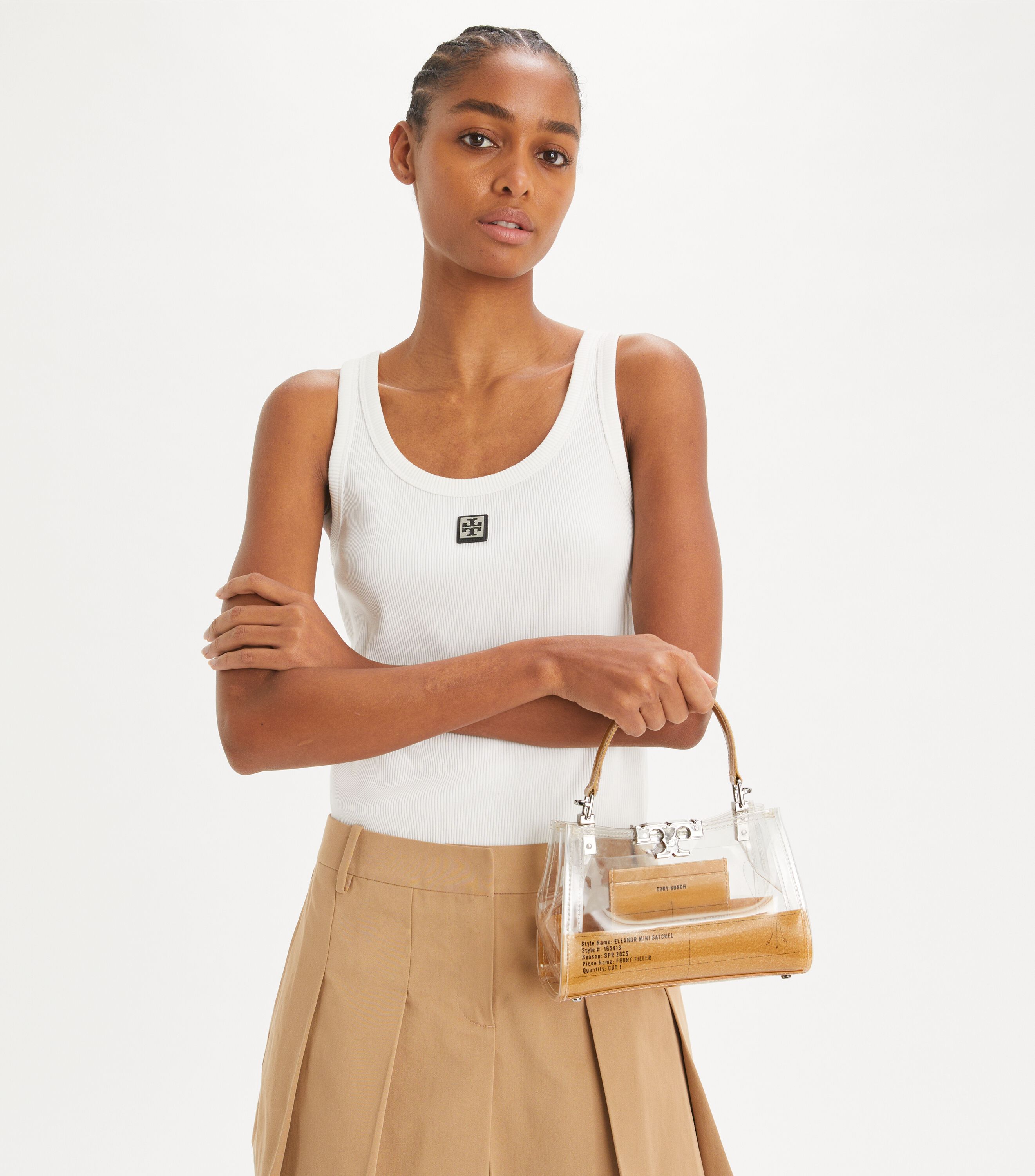 Mini Eleanor Clear Satchel, Clear | Tory Burch KW