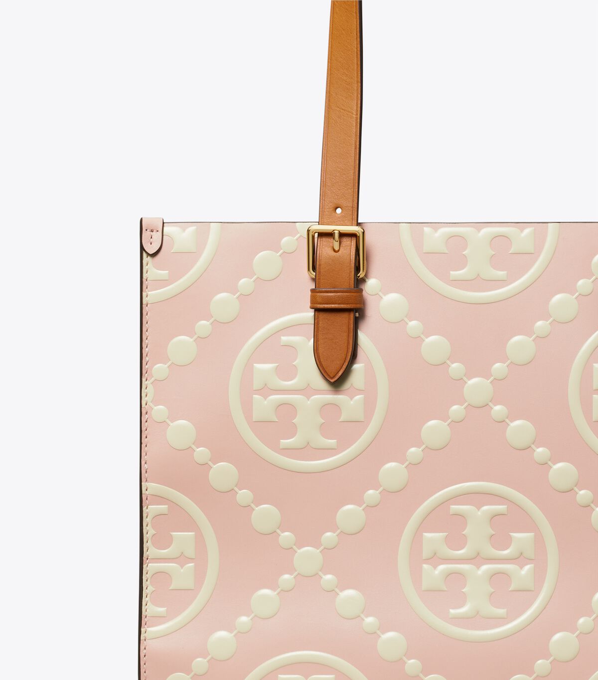 tory burch small t monogram contrast embossed tote