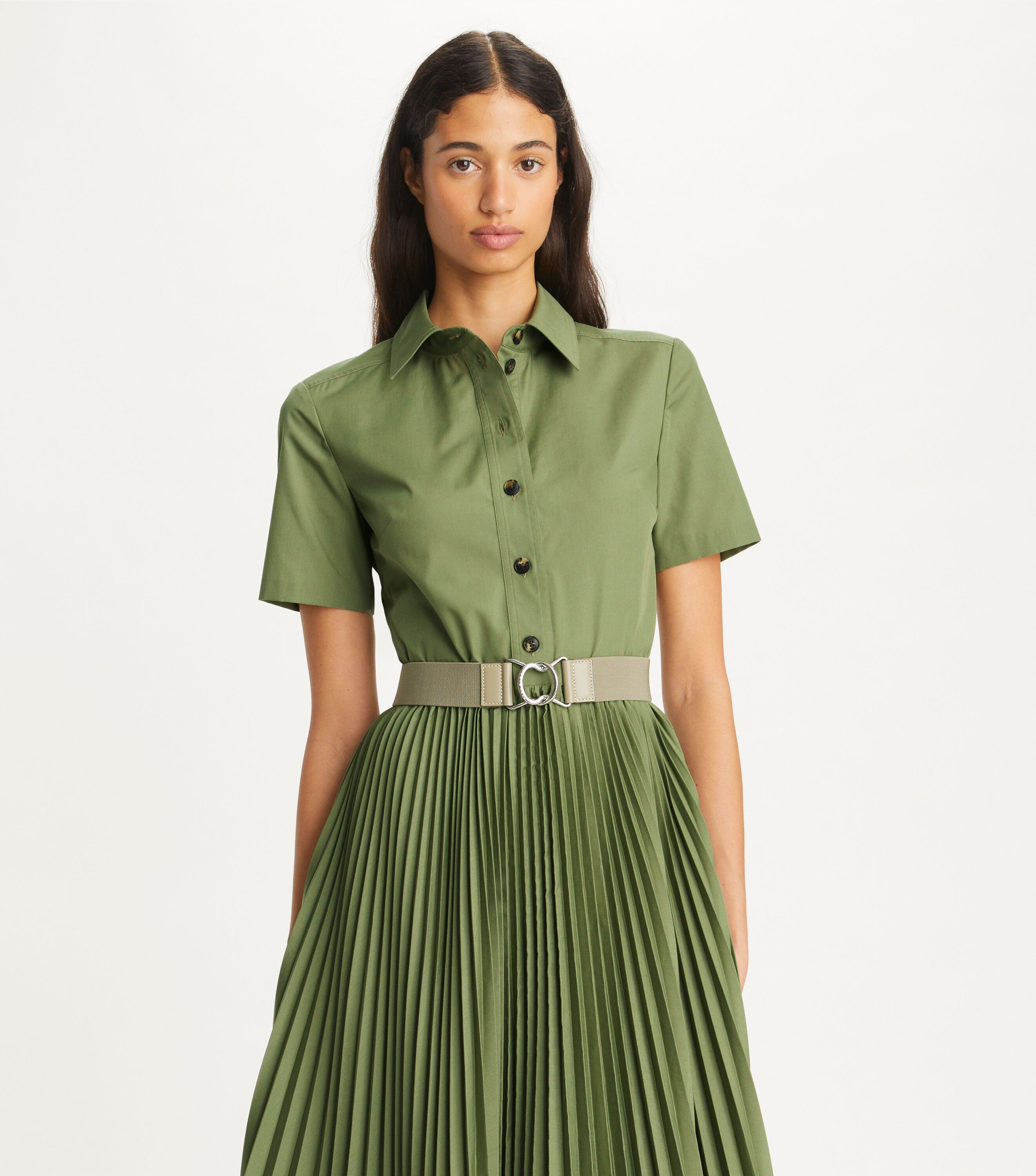 Tory Burch Poplin Pleated Shirtdress Tory Burch KW
