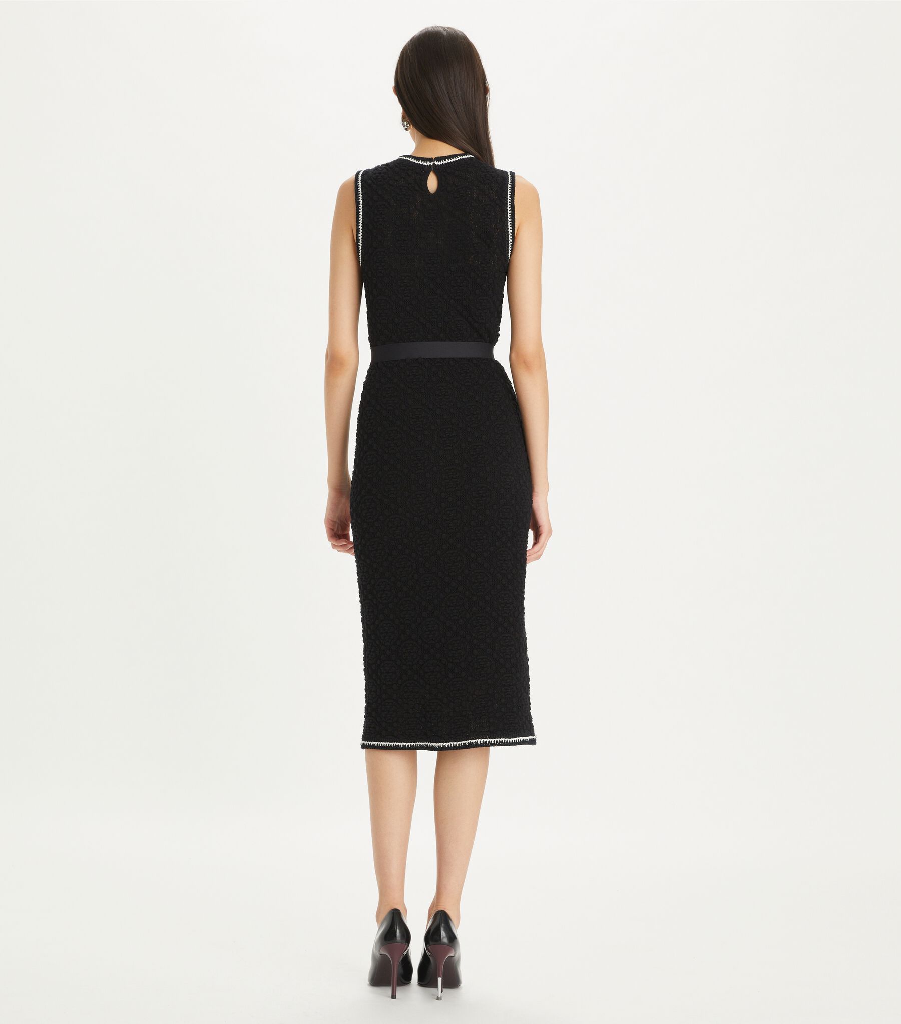 COTTON POINTELLE KNITTED TANK DRESS, Black | Tory Burch KW COTTON POINTELLE KNITTED TANK DRESS, Black | Tory Burch KW