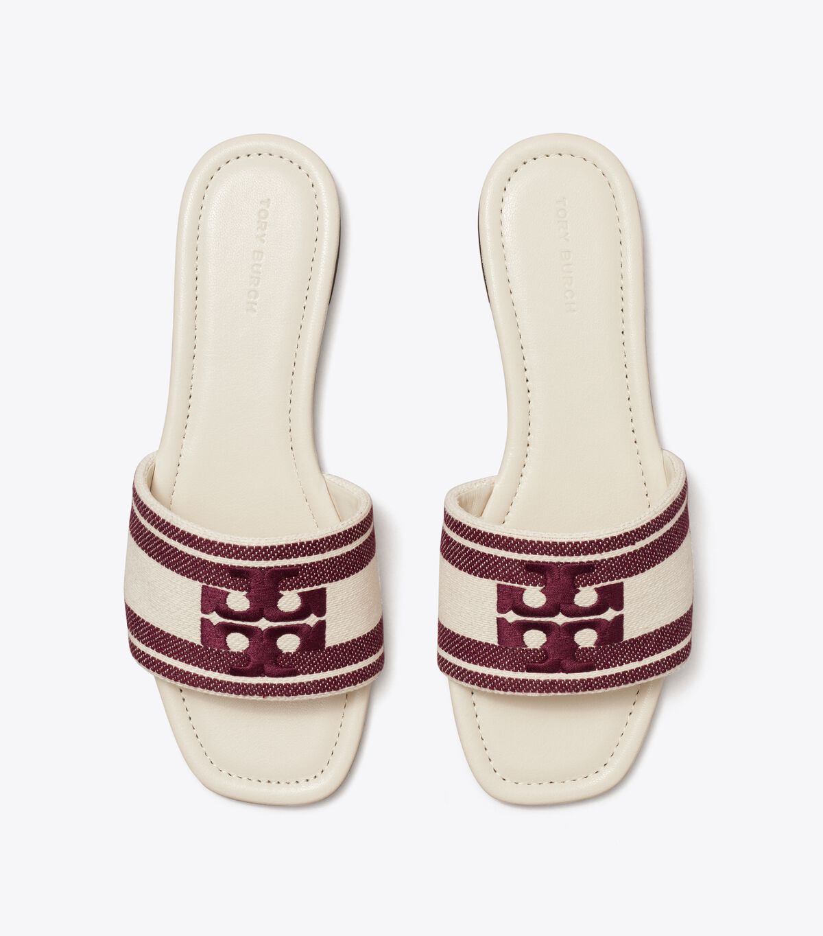 tory burch double t jacquard slide