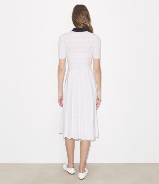 tory burch t monogram pointelle pleated dress