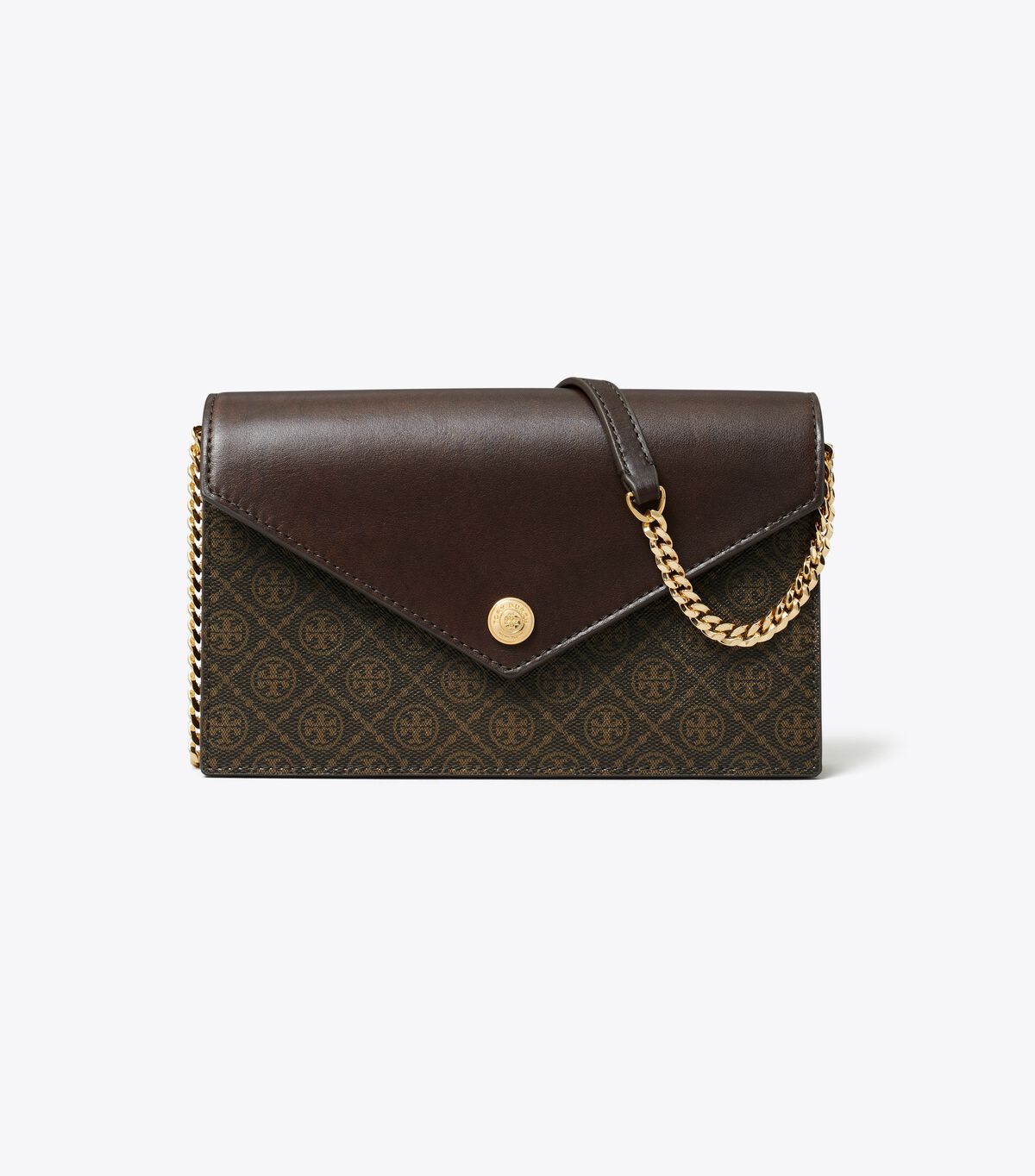 tory burch t monogram coated canvas envelope chain wallet