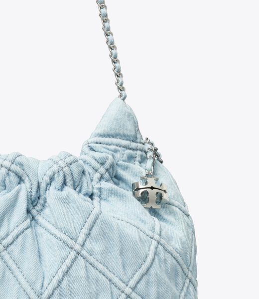 tory burch mini fleming soft denim hobo bag
