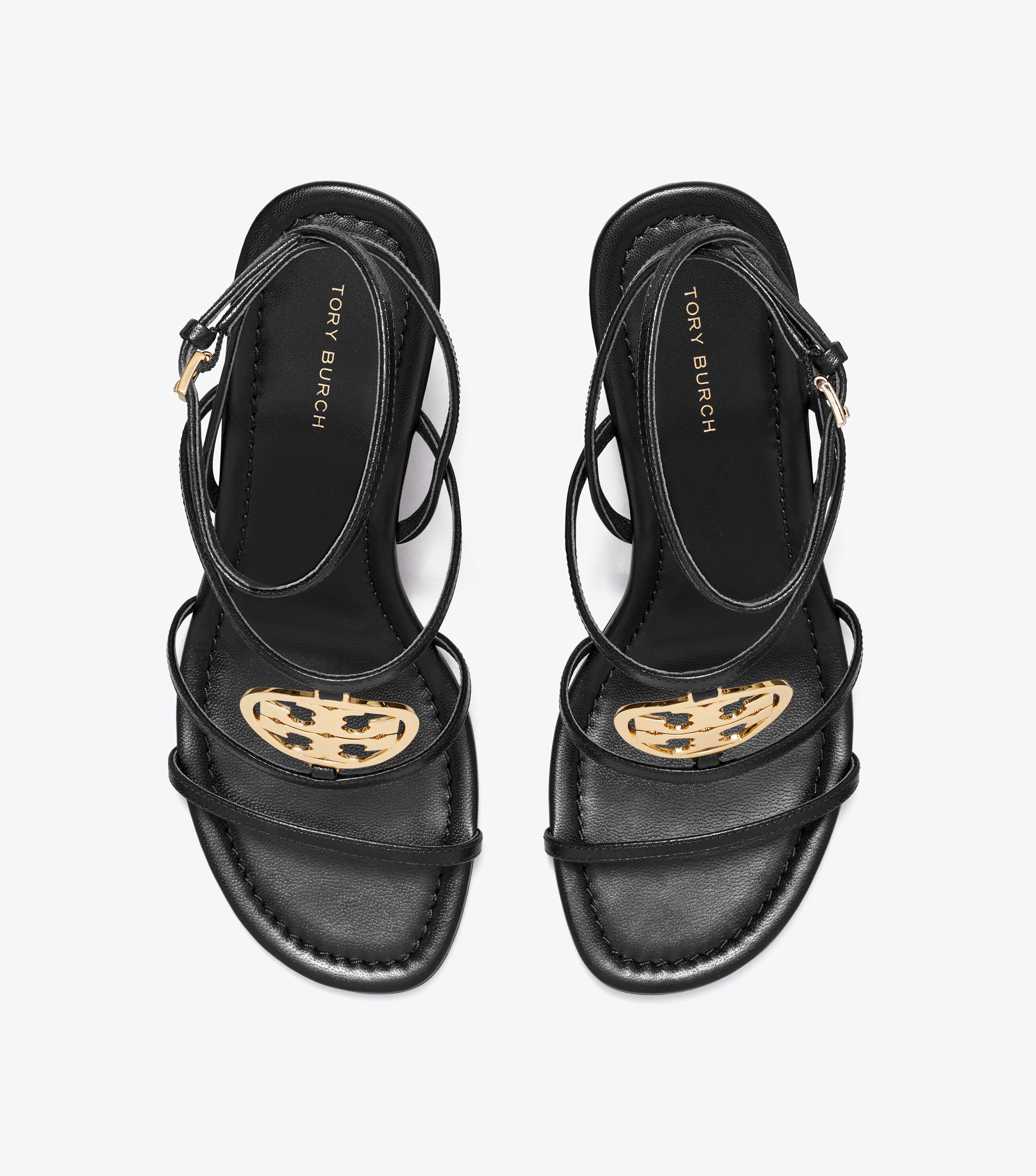 Capri Miller Wedge Sandal, Perfect Black / Gold | Tory Burch KW