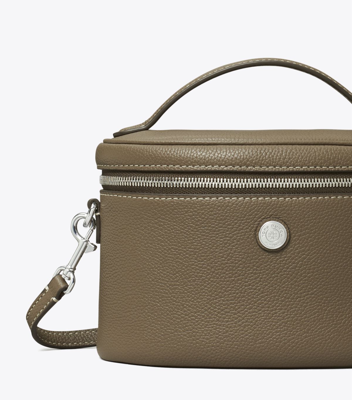 tory burch حقيبة مستحضرات تجميل ناعمة ومرصعة بالحصى