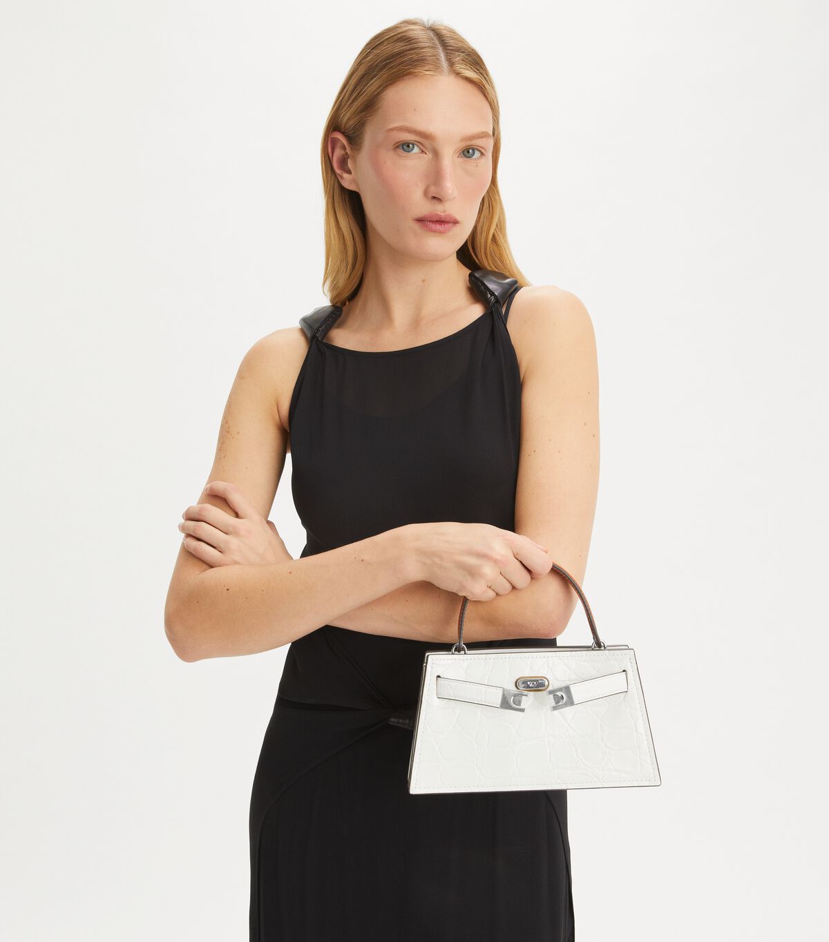 tory burch petite lee radziwill croc embossed bag