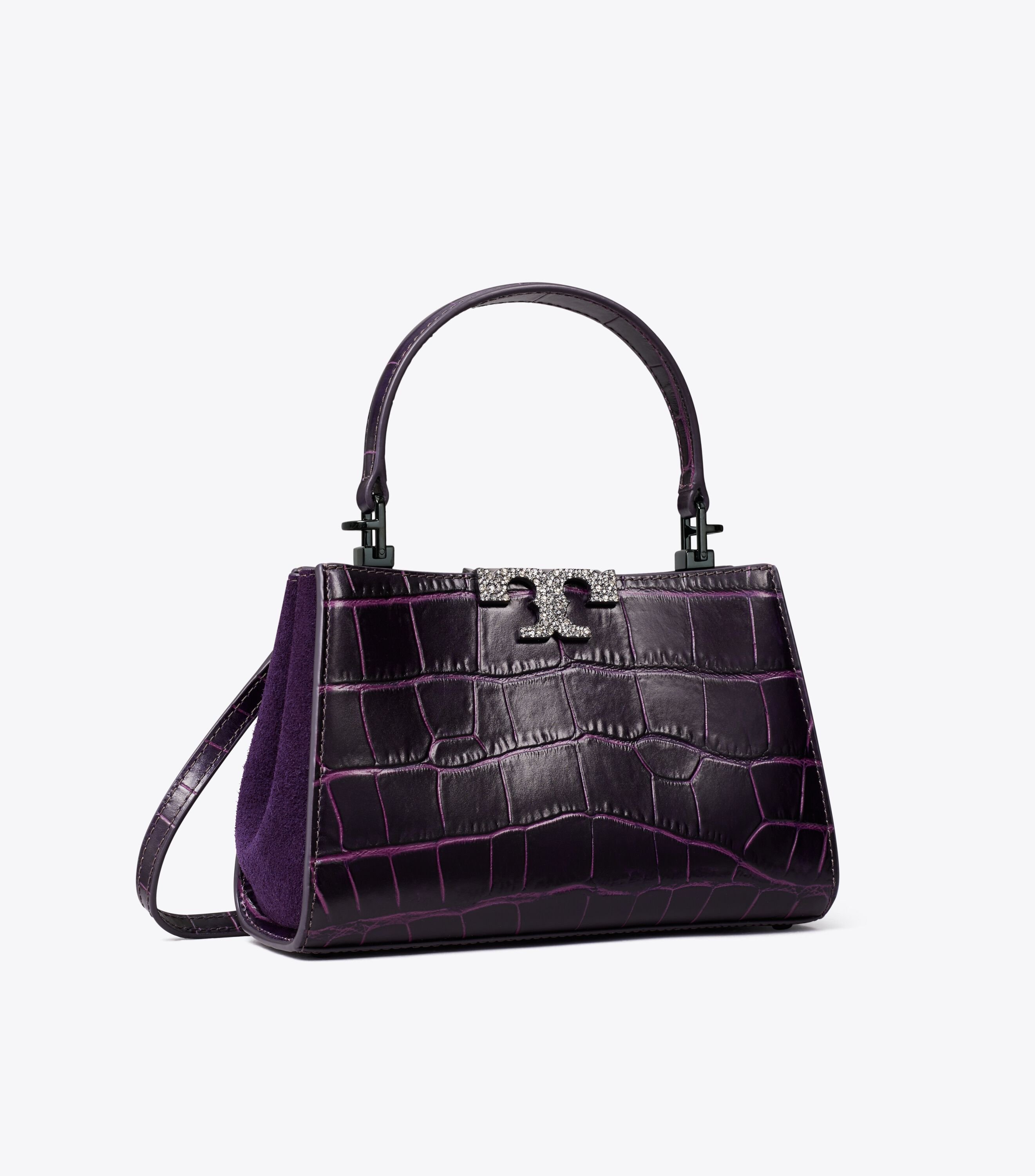 【Tory Burch】Mini Eleanor Satchel (Pansy Purple) Mini Eleanor Croc-Embossed Satchel, Pansy Purple | Tory Burch KW
