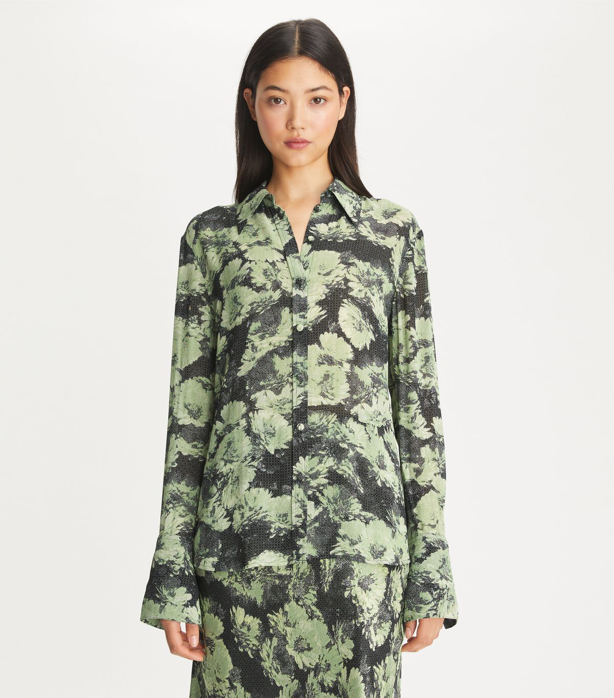 tory burch printed viscose shirt