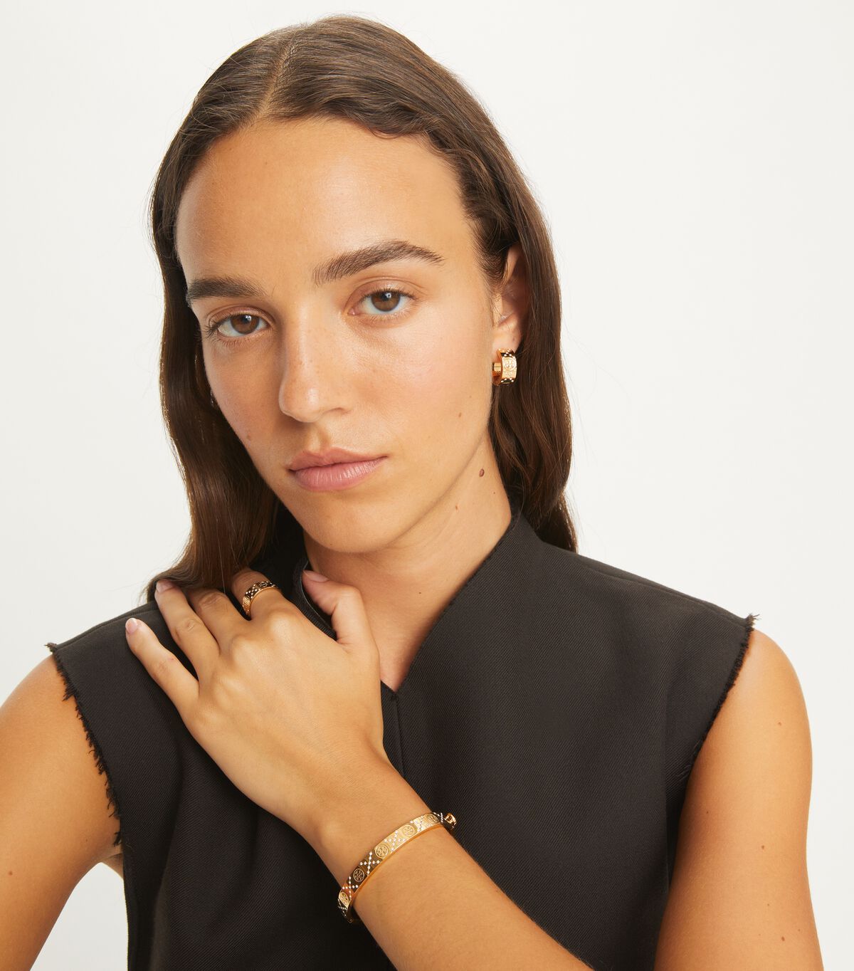 tory burch t monogram pave hinge bracelet