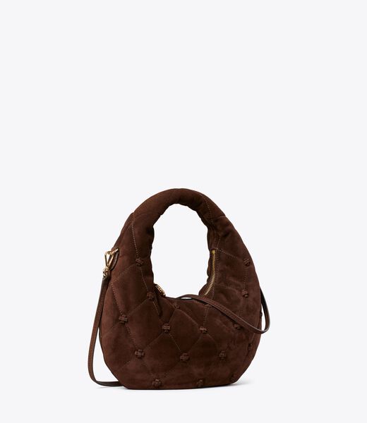 tory burch bunny knot suede crescent bag
