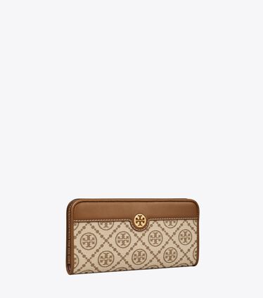 T Monogram Zip Slim Wallet
