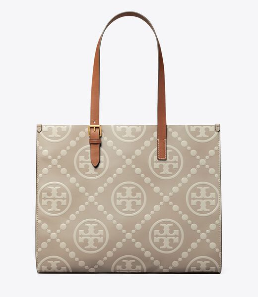 tory burch t monogram contrast embossed tote