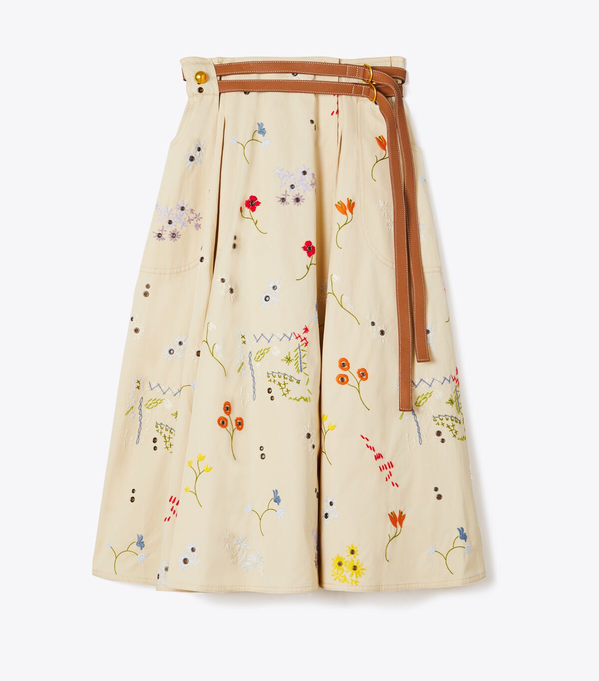 Embroidered Pleated Skirt