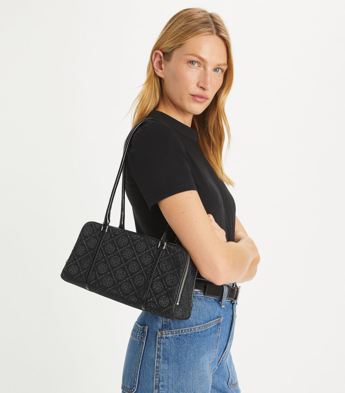 tory burch small t monogram embellished marshmallow satchel