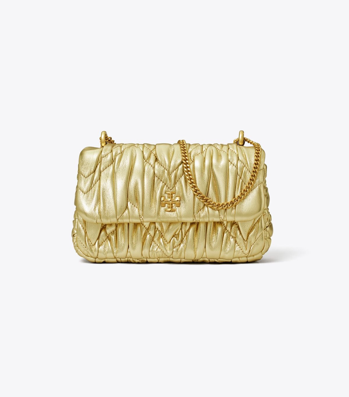 tory burch mini kira metallic diamond ruched flap shoulder bag