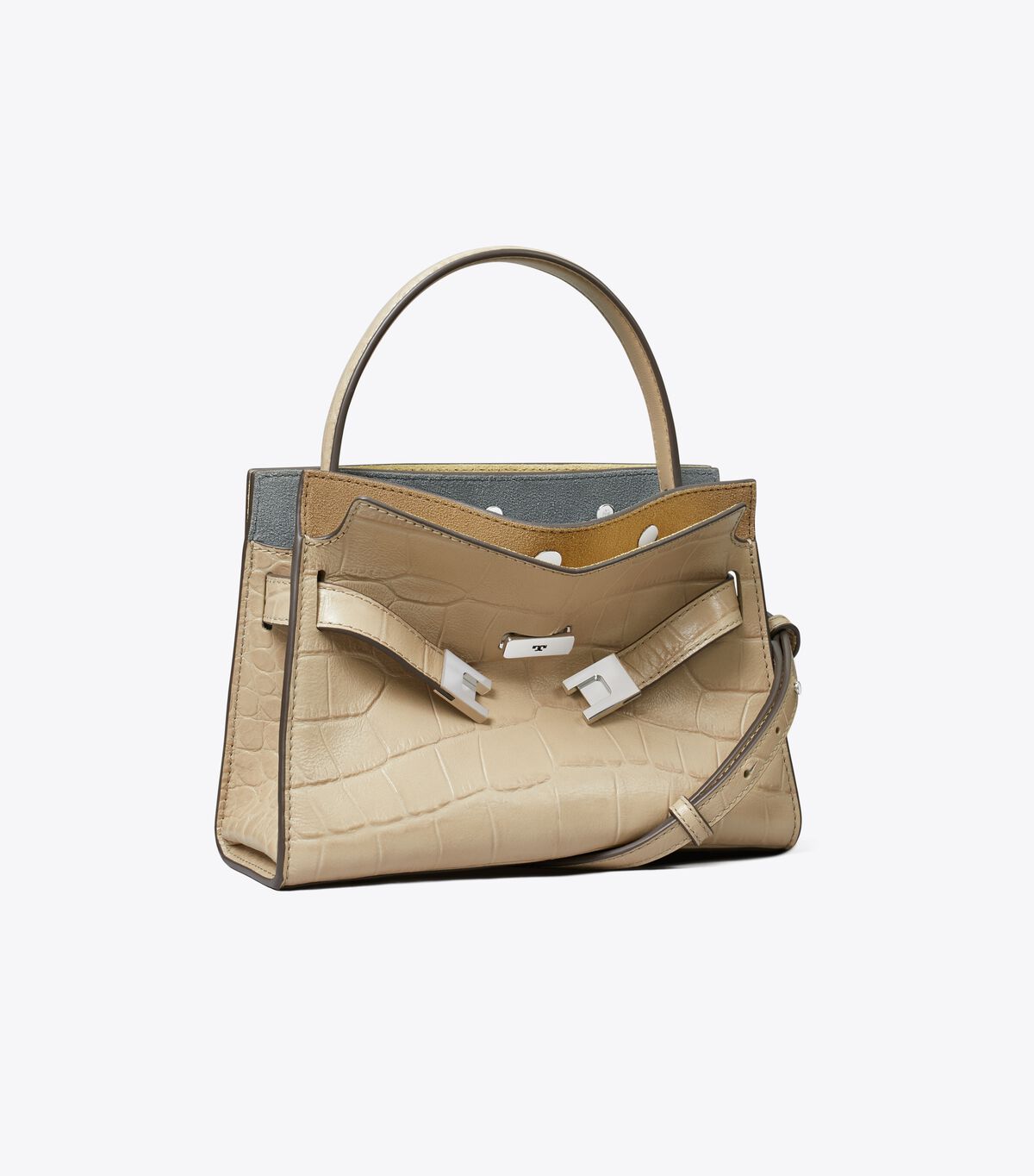 tory burch حقيبة بيتيت لي رادزيويل المزدوجة بنقشة جلد التمساح البارزة