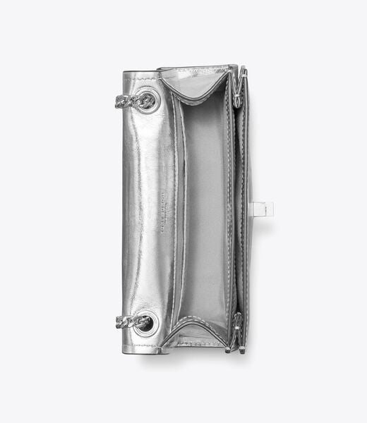 tory burch حقيبة كتف ميني كيرا تورنلوك المعدنية