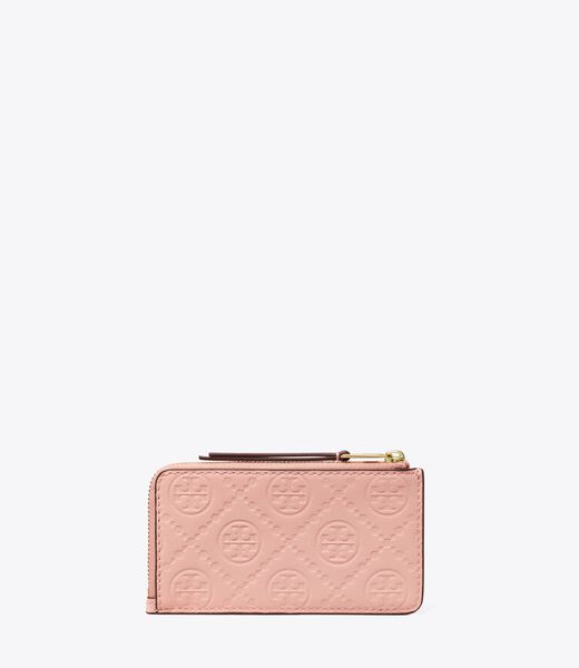tory burch t monogram leather zip card case