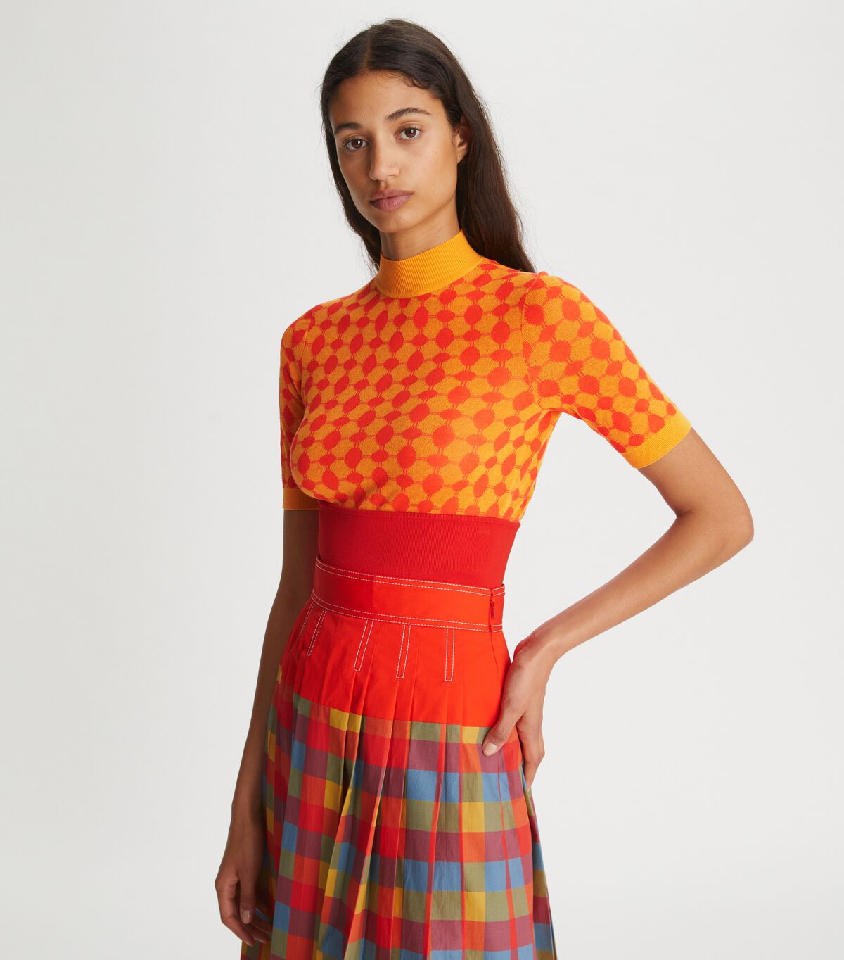 tory burch jacquard knit mock neck