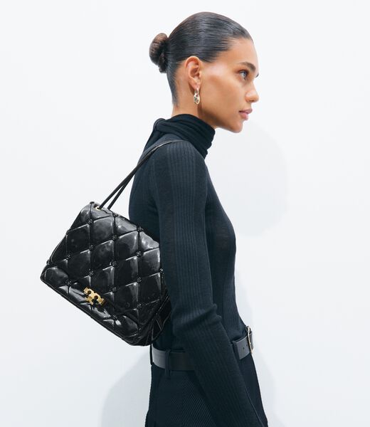 Bunny Knot Runway Patent Leather Shoulder Bag tory burch bunny knot runway patent leather shoulder bag