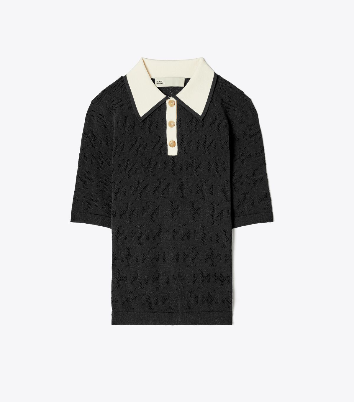 T Monogram Cotton Pointelle Polo