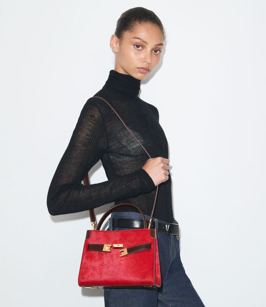 tory burch petite lee radziwill calf hair double bag