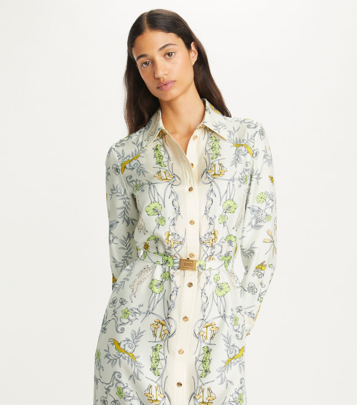 tory burch printed silk twill shirtdress